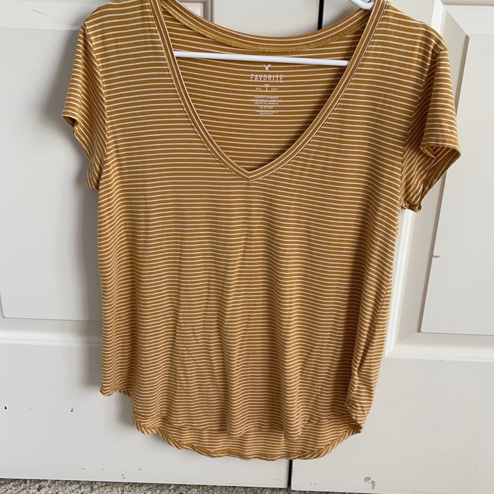 Yellow and white striped t-shirt